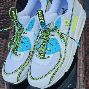 NIKE AIR MAX SE 90 WORLDWIDE CZ6419-100 BLUE FURY VOLT MENS SNEAKER SIZE 11.